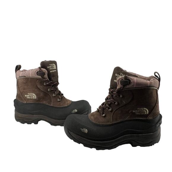 The North Face Chilkat Brown Pink Plaid Insulated Waterproof Size 8 Fall Winter - Picture 1 of 9